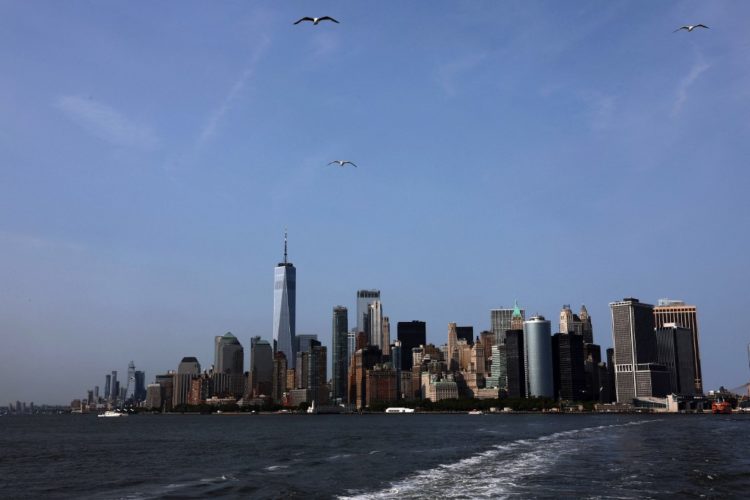 Vue de Manhattan, depuis le ferry de Staten Island.