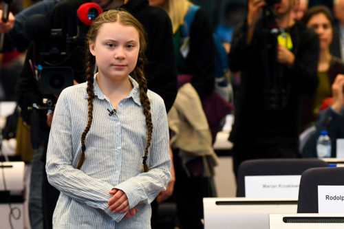 Greta Thunberg, militante suédoise pour le climat, 16 ans, participe à un événement du CESE ; Société civile pour la renaissance à Bruxelles, en 2019. Crédit SIPA