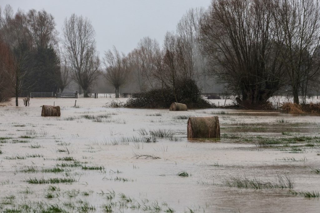 Un mois et demi après une crue historique dans le département du Pas-de-Calais, les rivières du nord de la France ont à nouveau débordé à plusieurs endroits le 2 janvier.
À Witternesse, près de Saint-Omer dans le nord de la France, des champs sont inondés