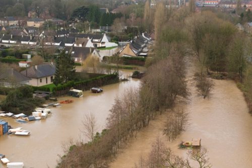 La ville de Blendecques, dans le nord de la France, est en partie inondée suite à la crue de l'Aa le 3 janvier 2023.