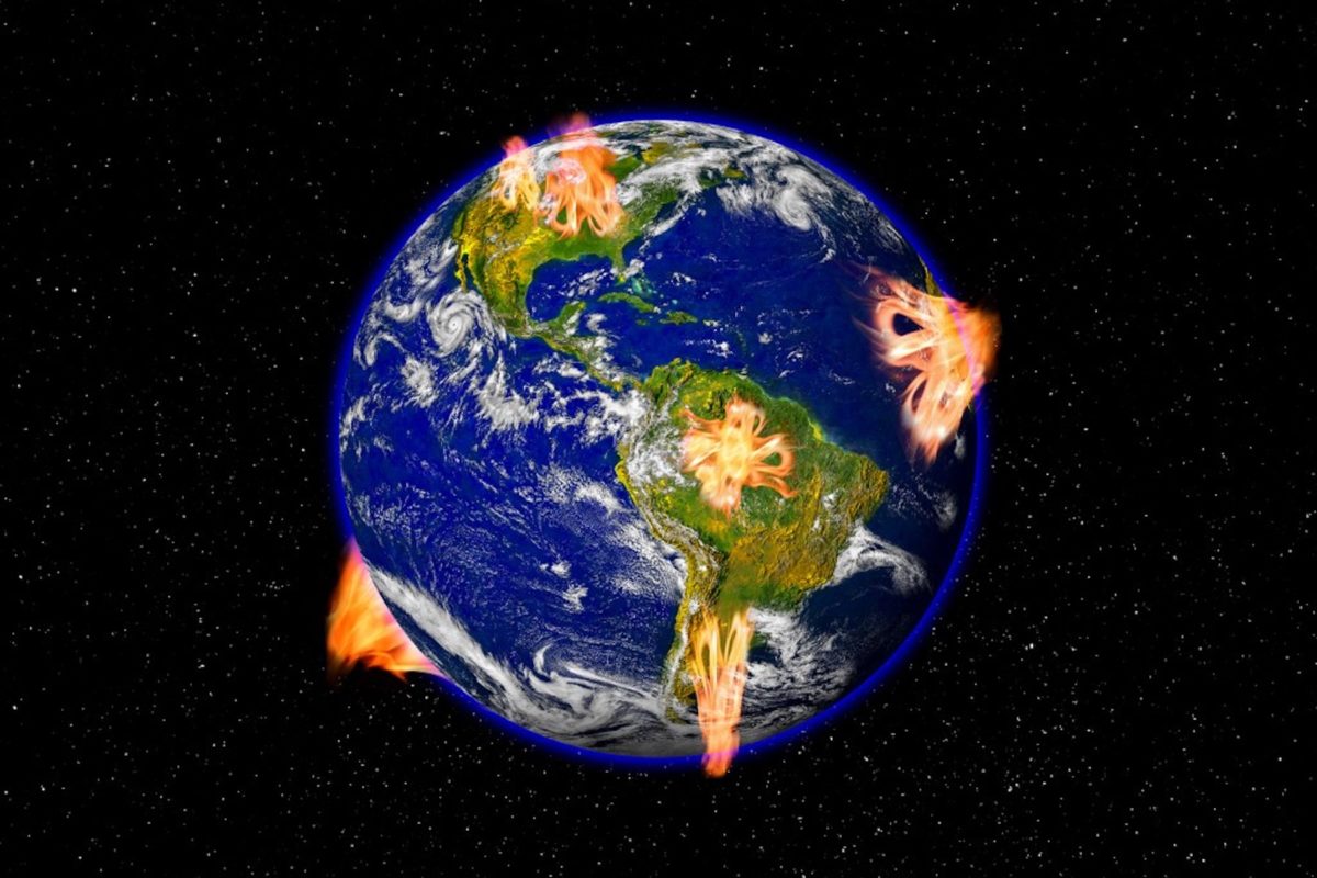 Illustration de la Terre en feu